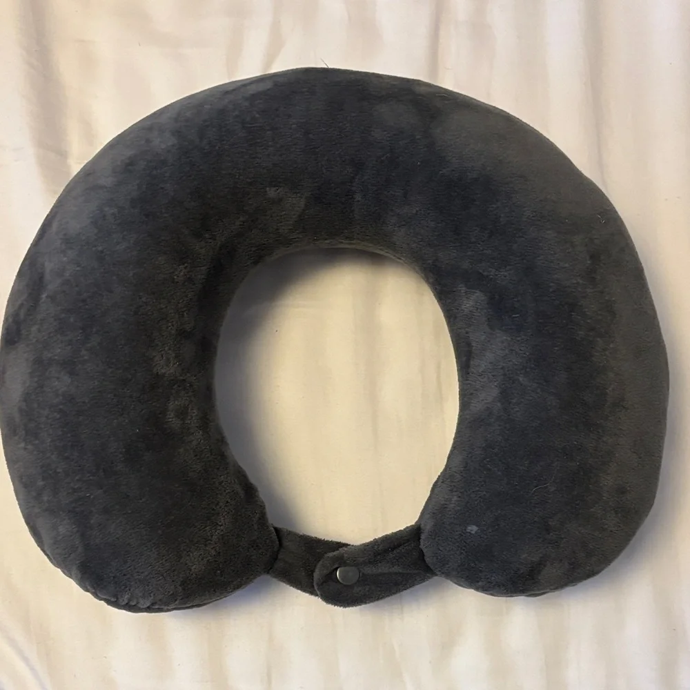 Plush Charcoal Memory Foam Travel Neck Pillow